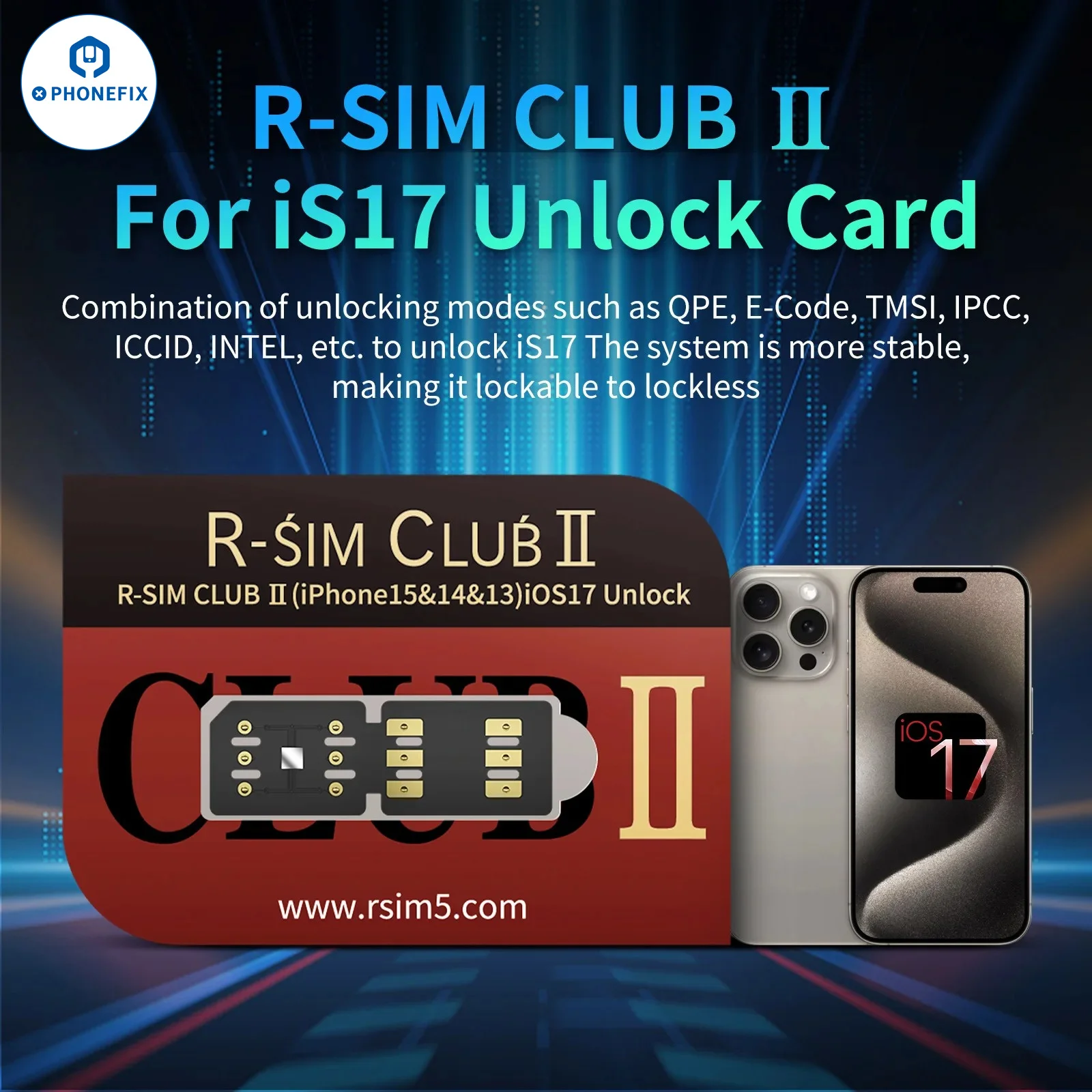 وحدة المعالجة المركزية R-SIM CLUB II RSIM ثنائية الشريحة لهاتف iPhone15 Pro max/15PRO/15/14/13/12 بطاقة تصحيح الأخطاء من سلسلة R-SIM CLUB 2 لنظام IOS 17