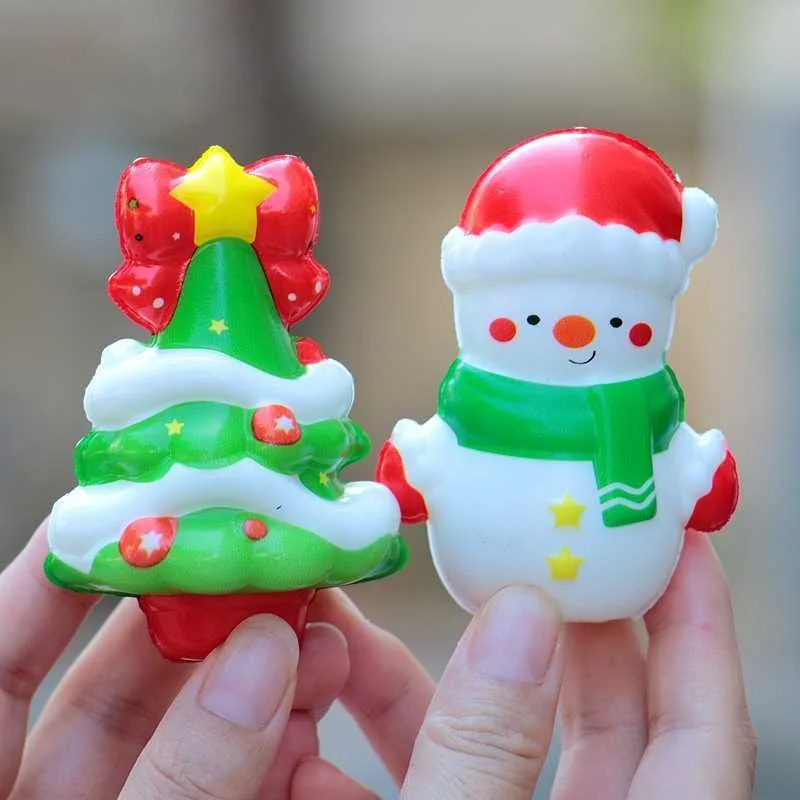 Christmas Stress Balls Slow Rising Squishy Toys Stress Relief Fidget Toys Santa Claus Snowman Christmas Toys Stocking Stuffers