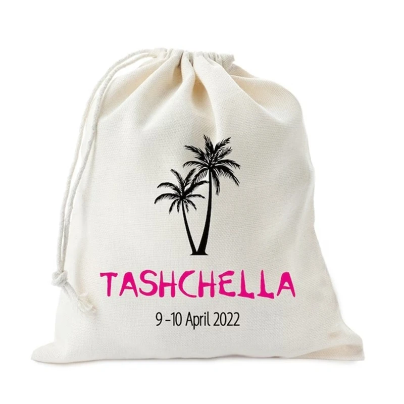 Destination Wedding Welcome bags Palm Tree Bags Personalized Favor bags Hen party bags  Tropical Wedding bag Drawstring Gift bag