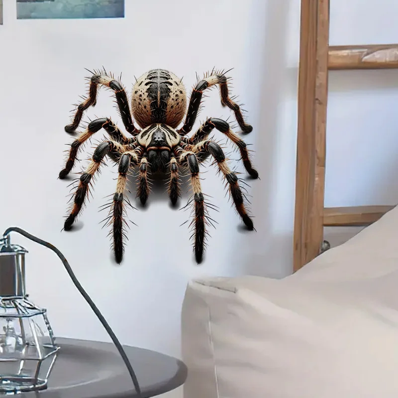 Realistic Big Spider Wall Decal, Self‑Adhesive Prank Halloween Wall Sticker, Spooky Party Decor for Door and Home Wall