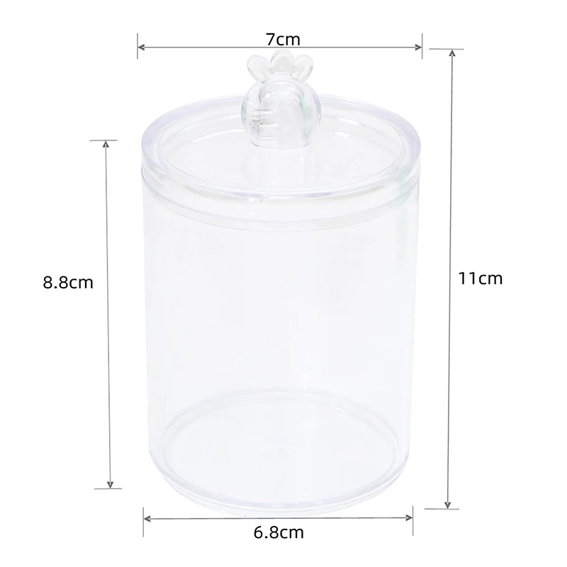 Cotton Swab Storage Box Makeup Jewelry Organizer Round Transparent Jar Bathroom Cosmetic Home Organization