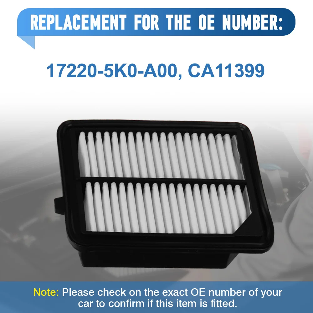 17220-5K0-A00 For Honda Accord Plug-In Hybrid 2014-2022 CR-V Hybrid 2020-2022 Car Engine Air Filter 17220-5K0-A00 CA11399