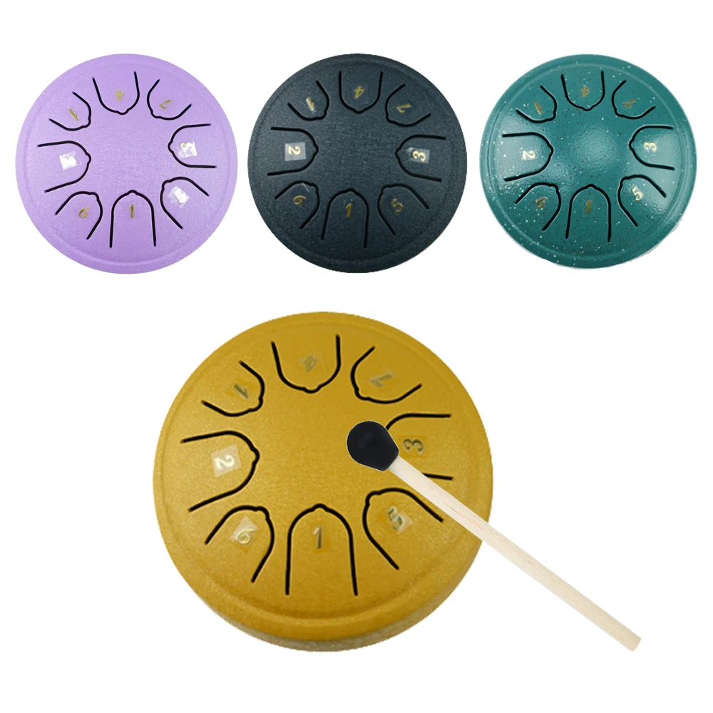 4.5 Inch 8-tone Tongue Drum Steel Music Drums with Drumsticks Birthday Gifts Children Music Toys Percussion Musical Instruments