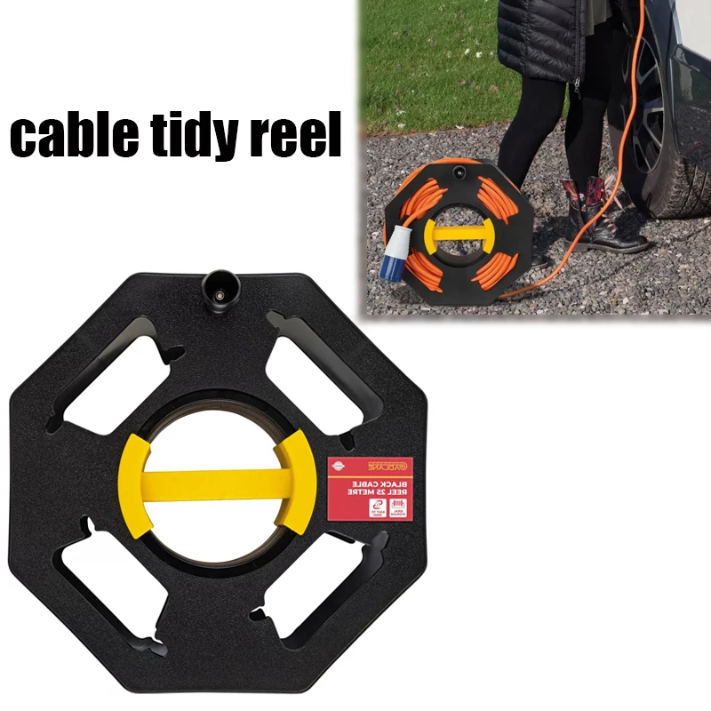 Plato de línea rodante para RV, práctico carrete de Cable ordenado, rueda de almacenamiento, mango grande, almacenamiento de Cable de manivela para Camper, caravana, autocaravana, 1 ud.