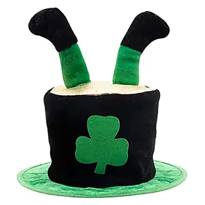 PESENAR St. Patrick's Day hat Irish Leprechaun pants hat flashing shamrock necklace and lit glasses outfit party supplies