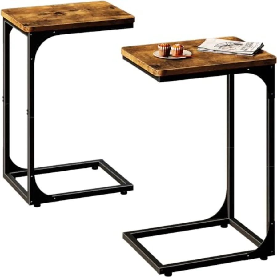 

C Table Side Table Set of 2 Living Room Sets C Shaped Couch Tray End Tables Farmhouse Rustic 017-30BN