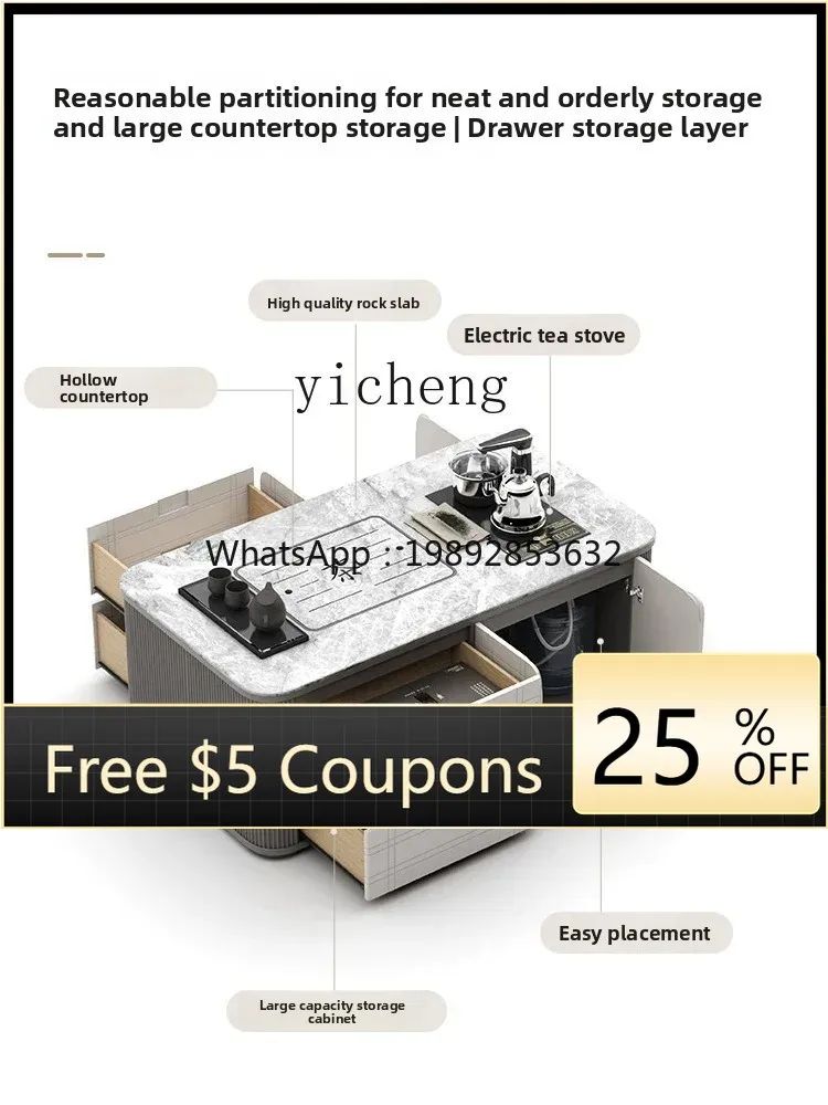 

ZZ Coffee Table Office Tea Making Integrated with Tea Table Kettle Automatic Living Room Stone Plate