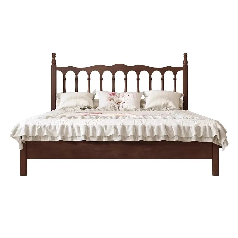 

American country solid wood 1.5 meters modern minimalist retro French 1.8 meters double bed B & B durable Windsor bed