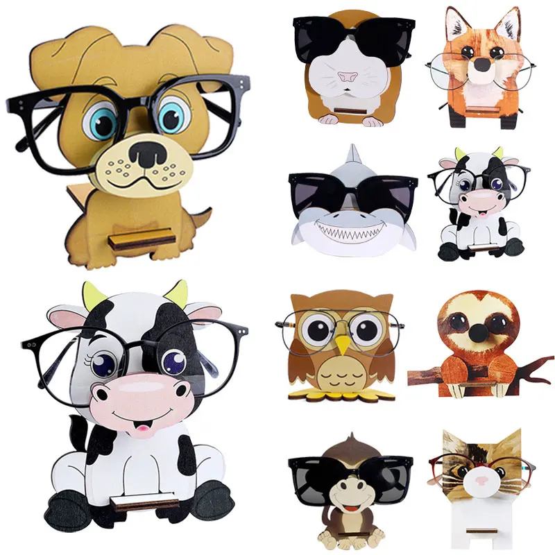 

Cute Animal Glasses Shelf Rack Wooden Carving Sunglasses Display Holder Stand Supplies Home Shelves Decorations Accessories