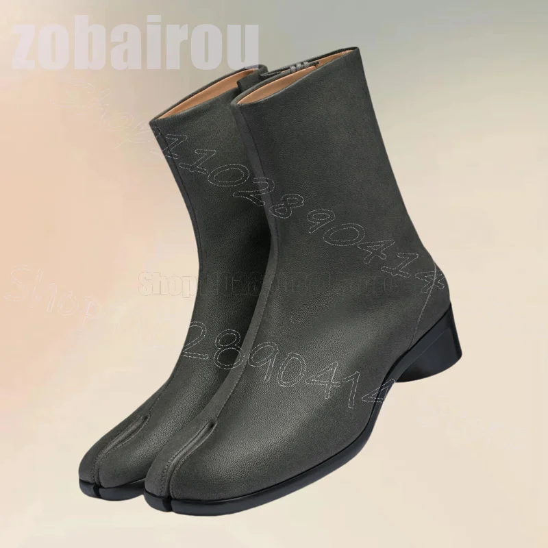 

Gray Horse Hoof Matte Leather Mid Calf Boots Fashion Slip On Men Boots Luxurious Handmade Party Banquet Dating Men Casual Shoes