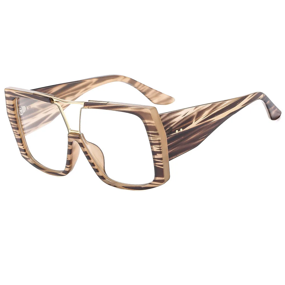 2024 Fashion Men's Optical Glasses Mixed with Metal Large Polygonal Flat Lens New Women's Wide Legs Computer Literature Glasses