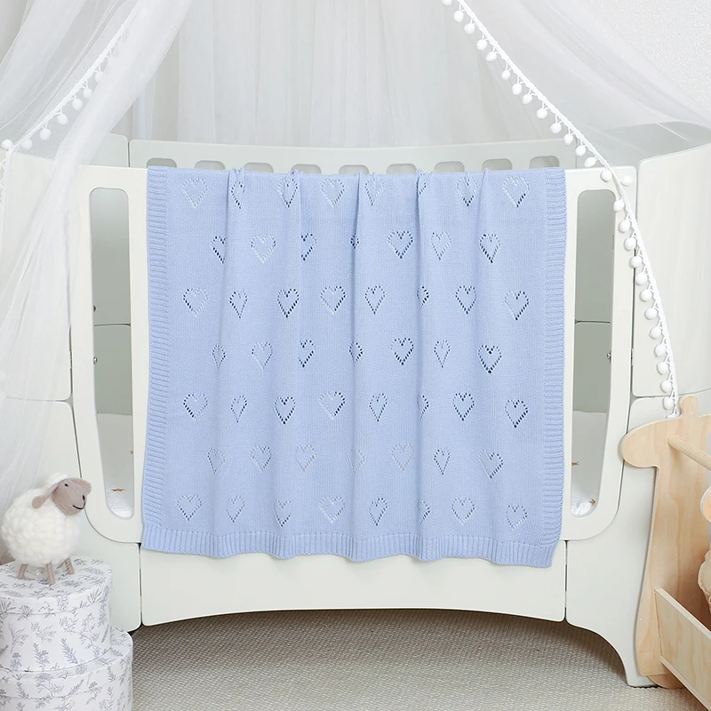 

Newborn Baby Blanket Knitted Cotton Boy Girl Bed Quilt 100*80CM Infant Stroller Swaddle Wrap Solid Cute Loving Plaid Super Soft