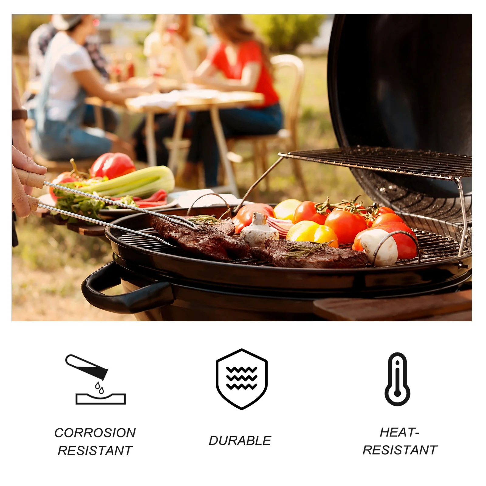 

Stainless Steel Food Tongs Heat Resistant Barbecue Turner Fish Spatula Lightweight Compact Non-Slip Handle