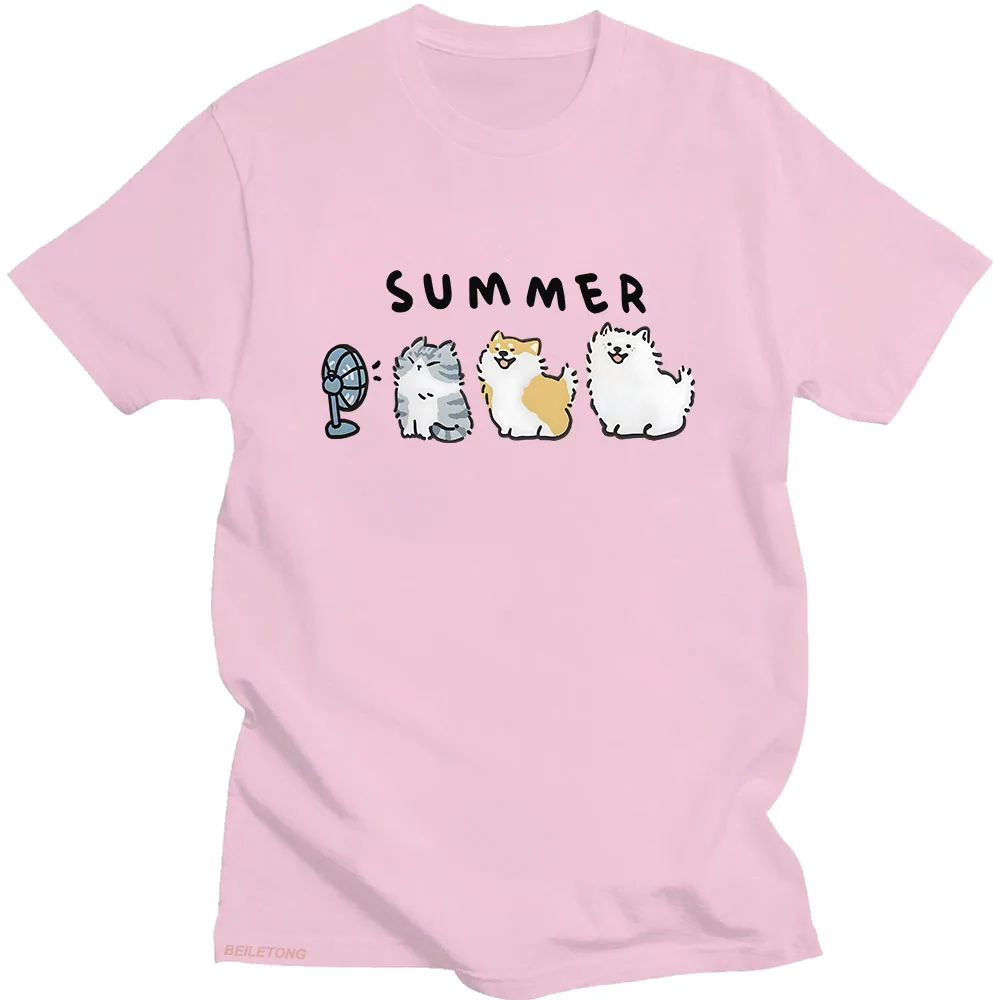 Summer Cat Fufu T-shirts Casual Summer High Quality Tee-shirt Cute Cartoon Graphic Printing Tshirts for Girls Women Kawaii Tees