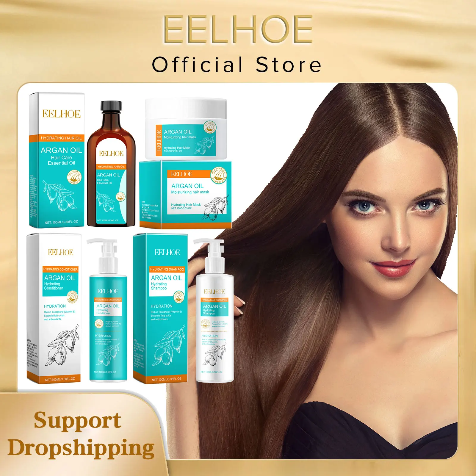 

EELHOE Moroccan Argan Oil Keratin Hair Treatment Strengthen Silky and Moisturizing Hair Oil Moroccan Oil Products Hair Care Set