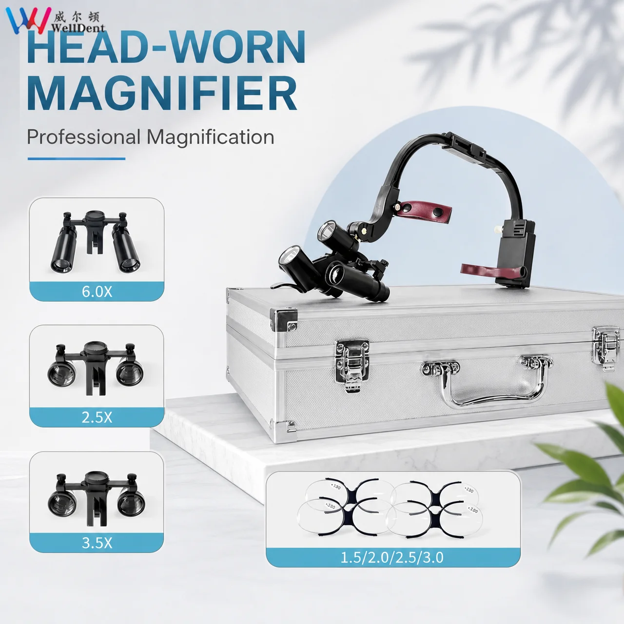 6X 2.5X 3.5X Dr.kim Dental  For Magnification Binocular Loupes 5W LED Light Dentist Surgical Headlight Lab Equipment