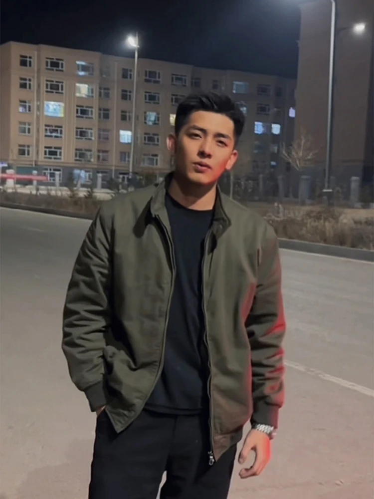 

Утепленная летная куртка-бомбер из хлопка для мужчин, зимняя, с тройной защитой, короткая верхняя одежда, американский воротник-стойка, теплая хлопковая одежда