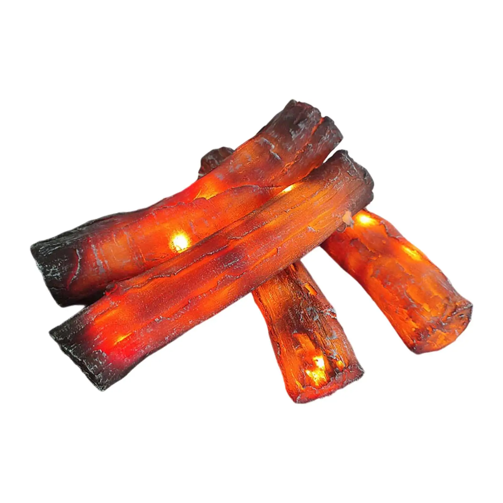 4Pcs Flameless Fireplace Log Light Gifts Realistic Fireflame Effect Festival Fake Wood Burning Fire Artificial LED Fire Log