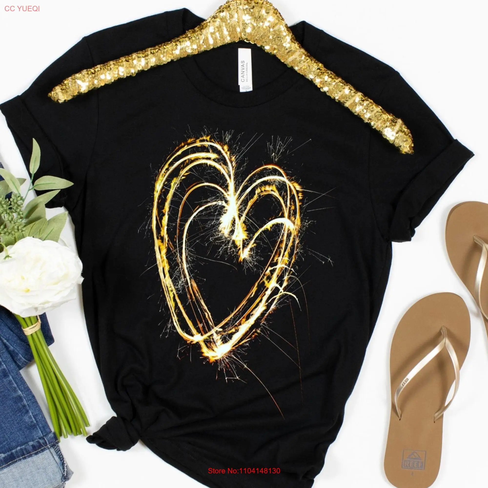 Fireworks T Shirt HearT Cute Clothing Lovers 0016 long or short sleeves