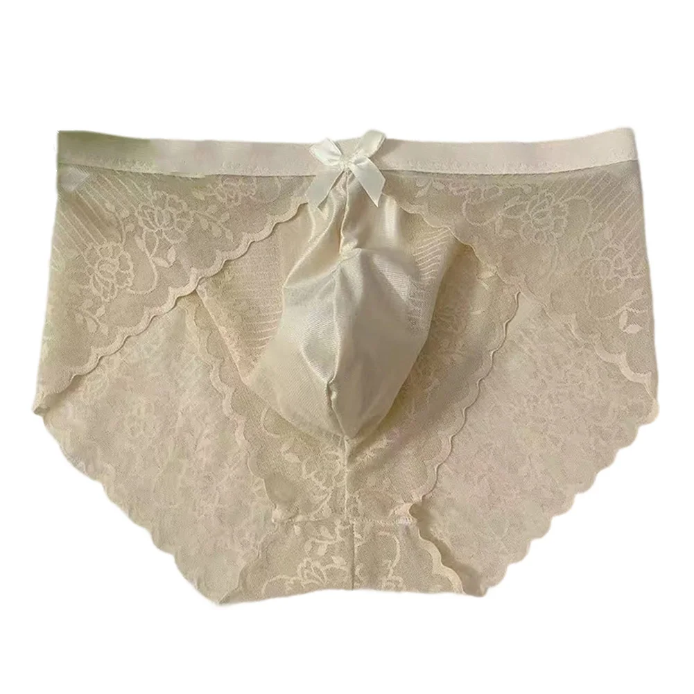 

Men Lace Transparent Briefs Pouch See-Through Underpants Ultra-Thin Underwear U Convex Pouch Knickers Sissy Panties