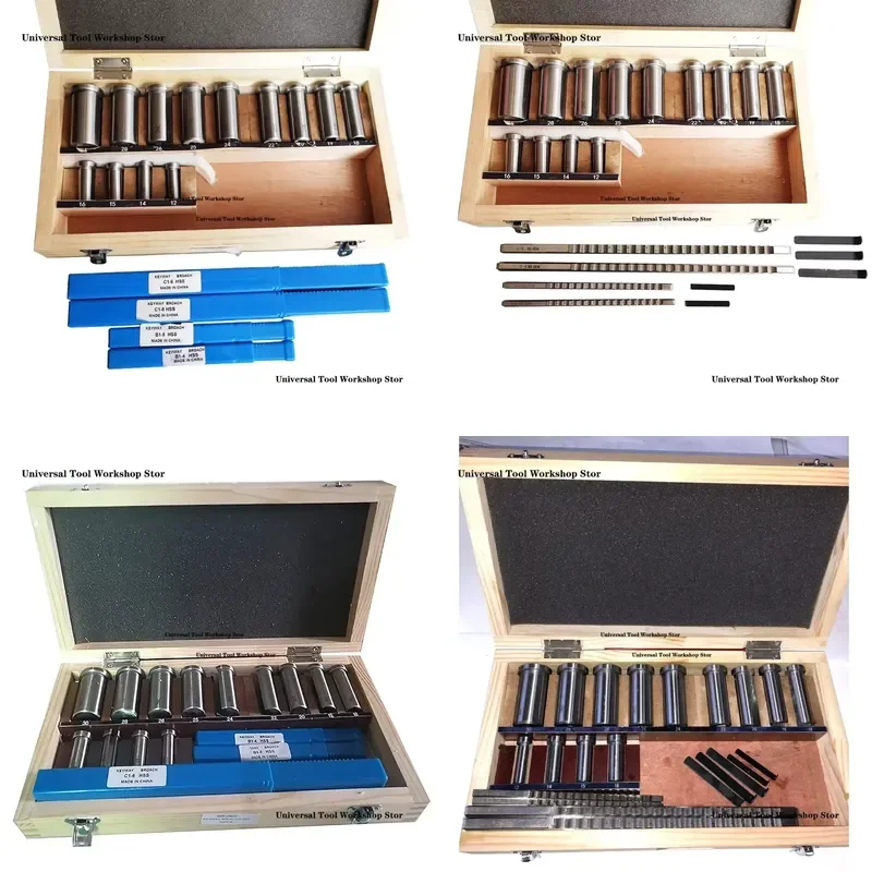 22pcs Keyway Broach Bushing Shim Set Metric 12-30 HSS Keyway Tool for CNC