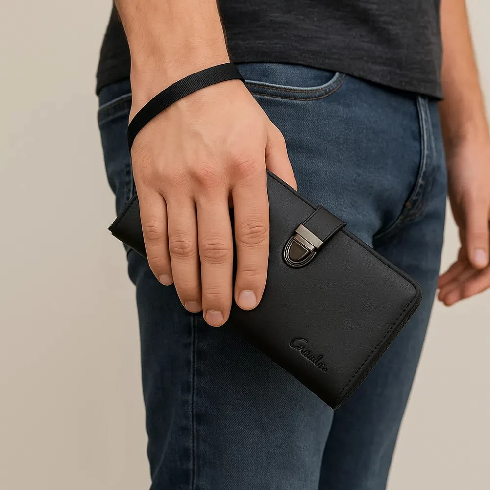 

Multiple Card Slots Male Long Wallet Elegant Handhold Fashion Clutch Wallet Anti Theft Large Capacity Business Clutch Bag