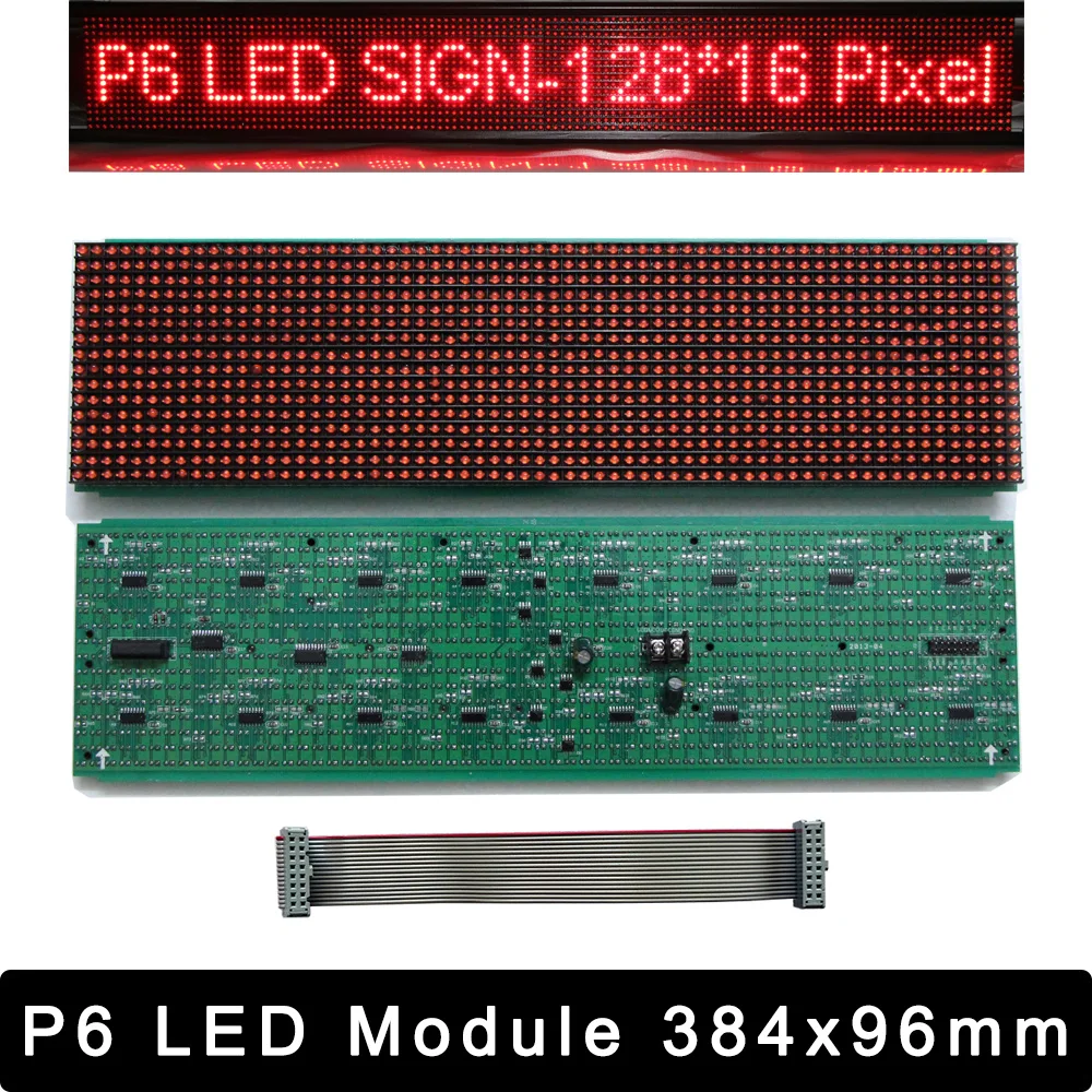 DIP P6 Single Red color LED module led panels bus screen,LED matrix 64x16,Semi-outdoor LED display module,LED advertising sign