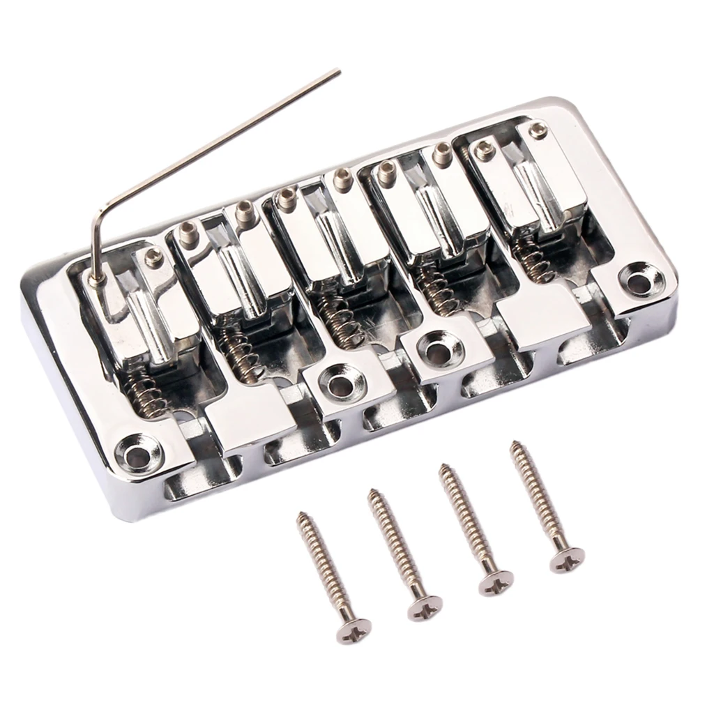 Zinc Alloy Electric Bass Bridge Five String Chrome Tailpiece for Guitar and Bass Accessories Replacement Part