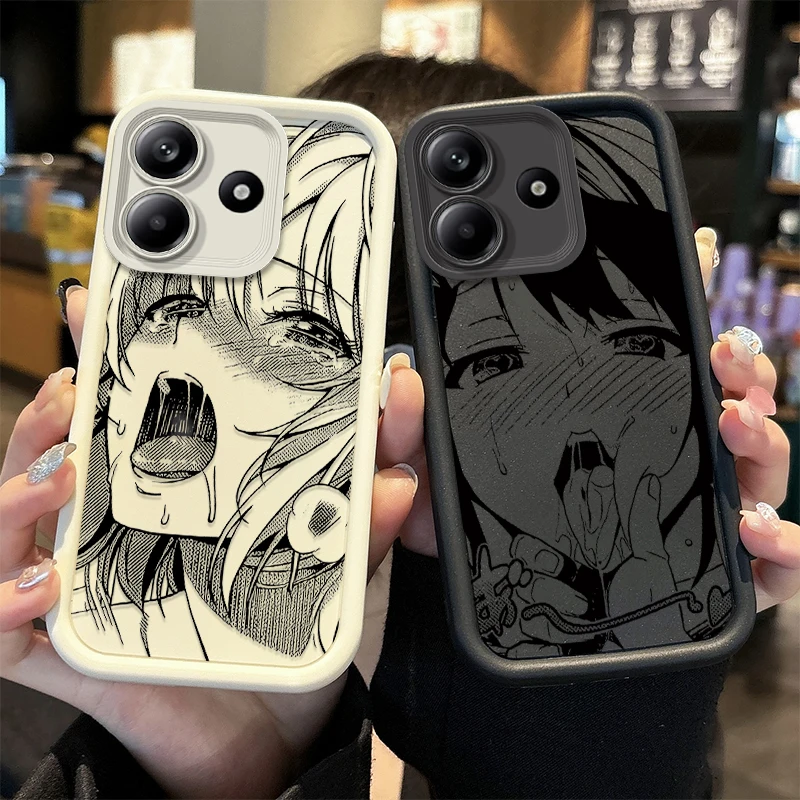Japão menina emote caso para xiaomi redmi nota 14 13 12 11 10 pro plus 11s 10s 14c 13c 12c 10c a3 a3x a2 a1 4g 5g capa de silicone