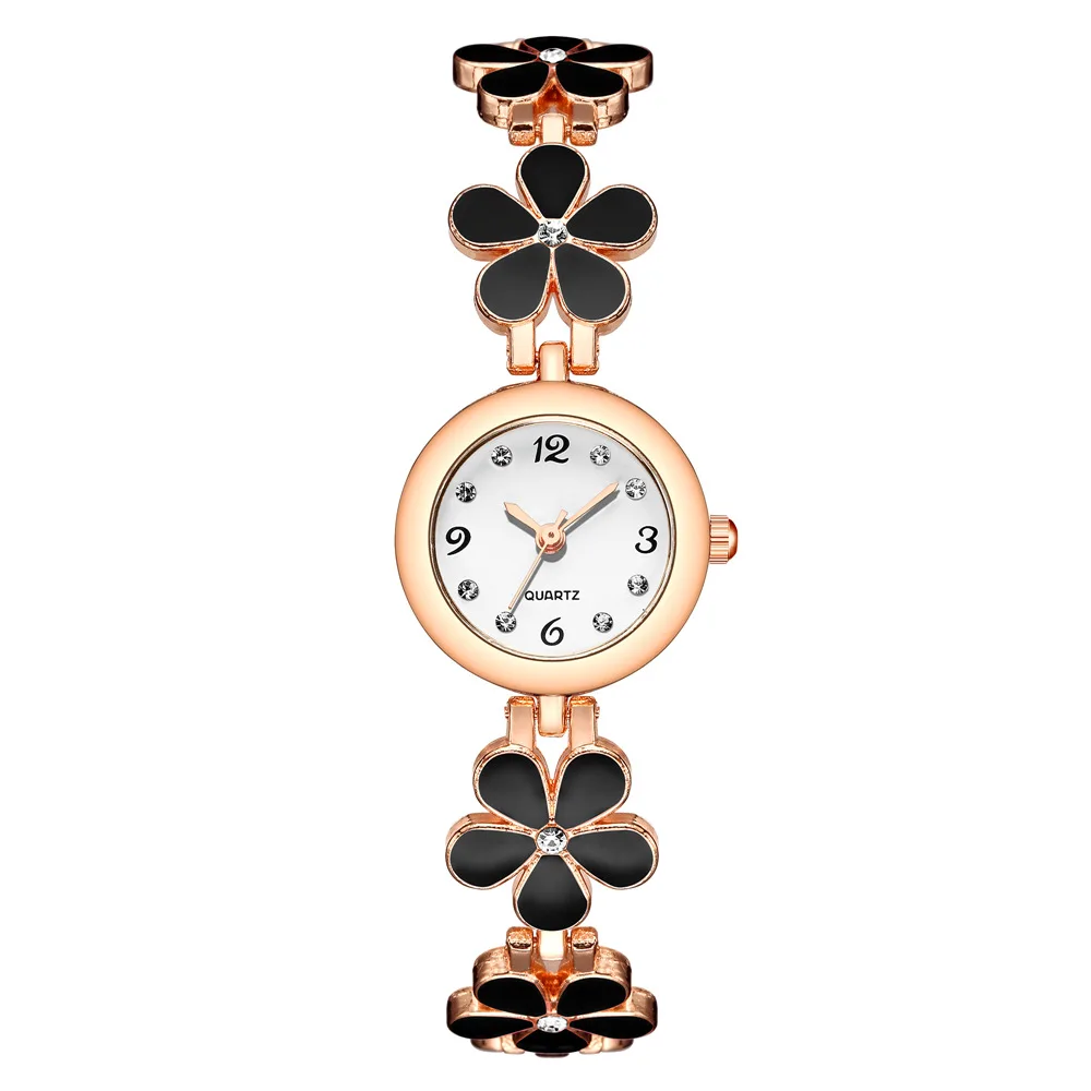 fashion sweet flower rhinestone quartz women bracelet watch