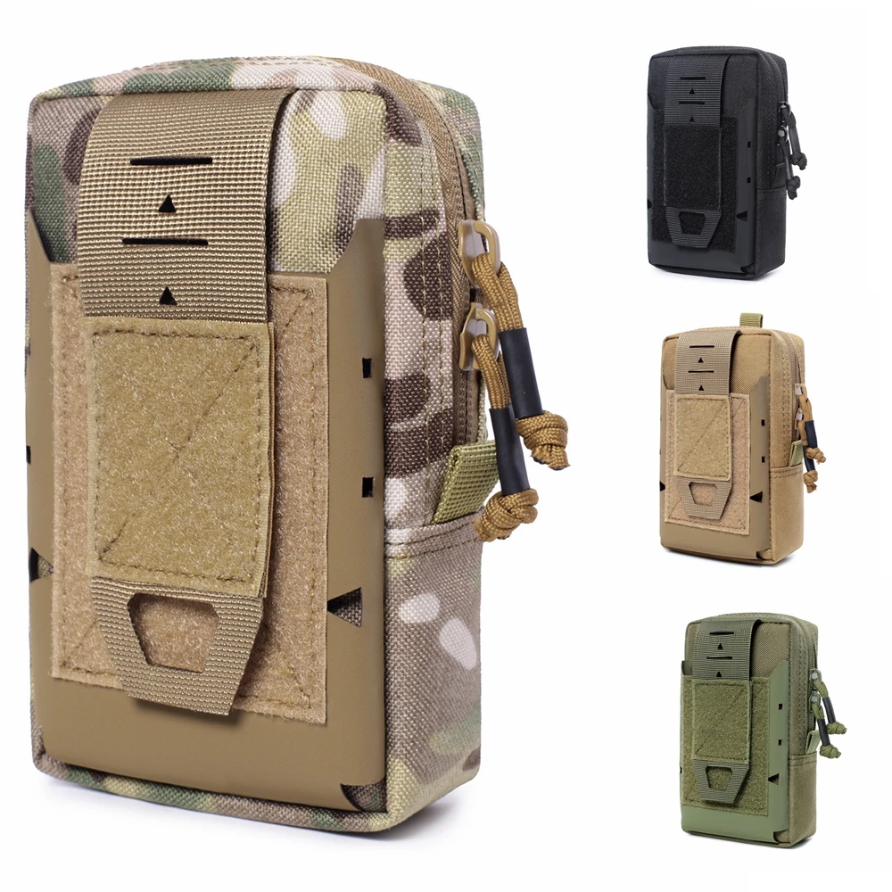 1000D Nylon Outdoor Mobile Phone Pouch Molle Mobile Phone Holster Bags Waist Pack for Men Camping Hiking EDC Pouch