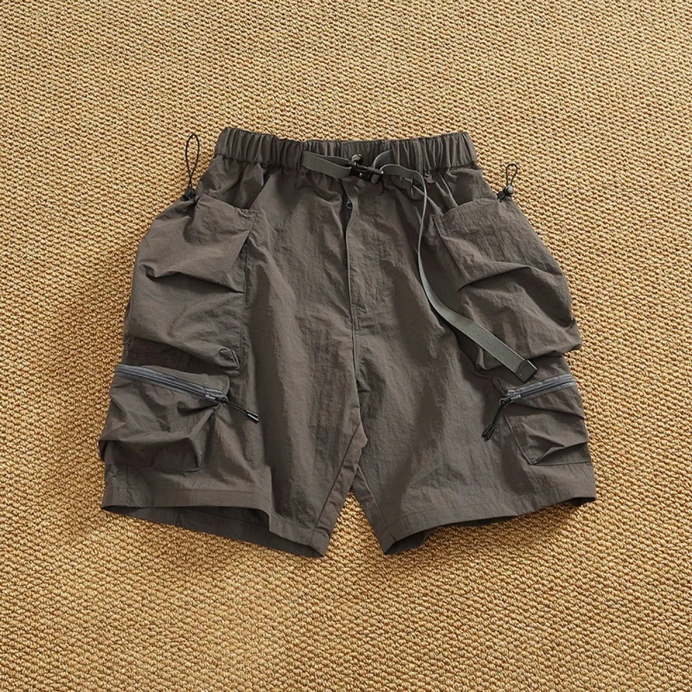 Summer New Loose Straight Quick-drying Casual Shorts, Men's Mountain-style Ribbon Workwear Capri Pants
