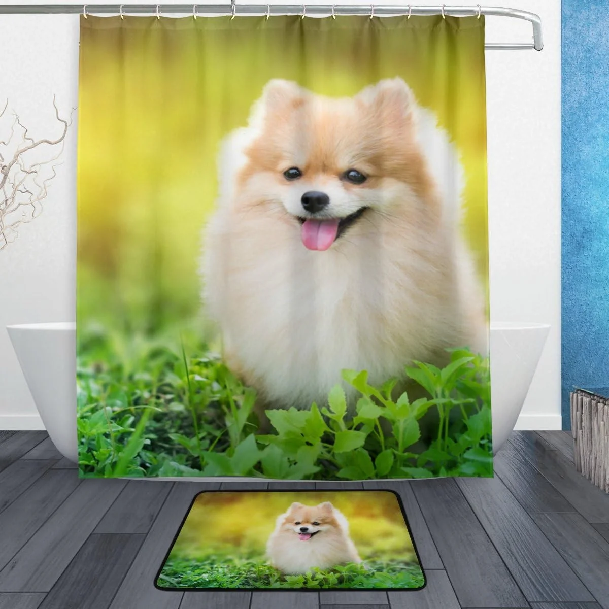 

Pet Dog Shower curtain Bathroom Shower curtain Floor mat Bathtub Partition Waterproof Home Decor