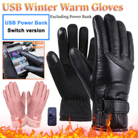 USB Electric Heating Gloves Heated Full Finger Mittens Touch Screen Windproof Snowboard Ski Gloves Warm Cycling Riding Glove