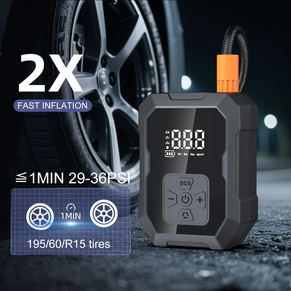 

4000mAh Car Air Compressor 12V 150PSI Electric Wireless Portable Tire Inflator Pump for Motorcycle Bicycle Car Tyre Balls