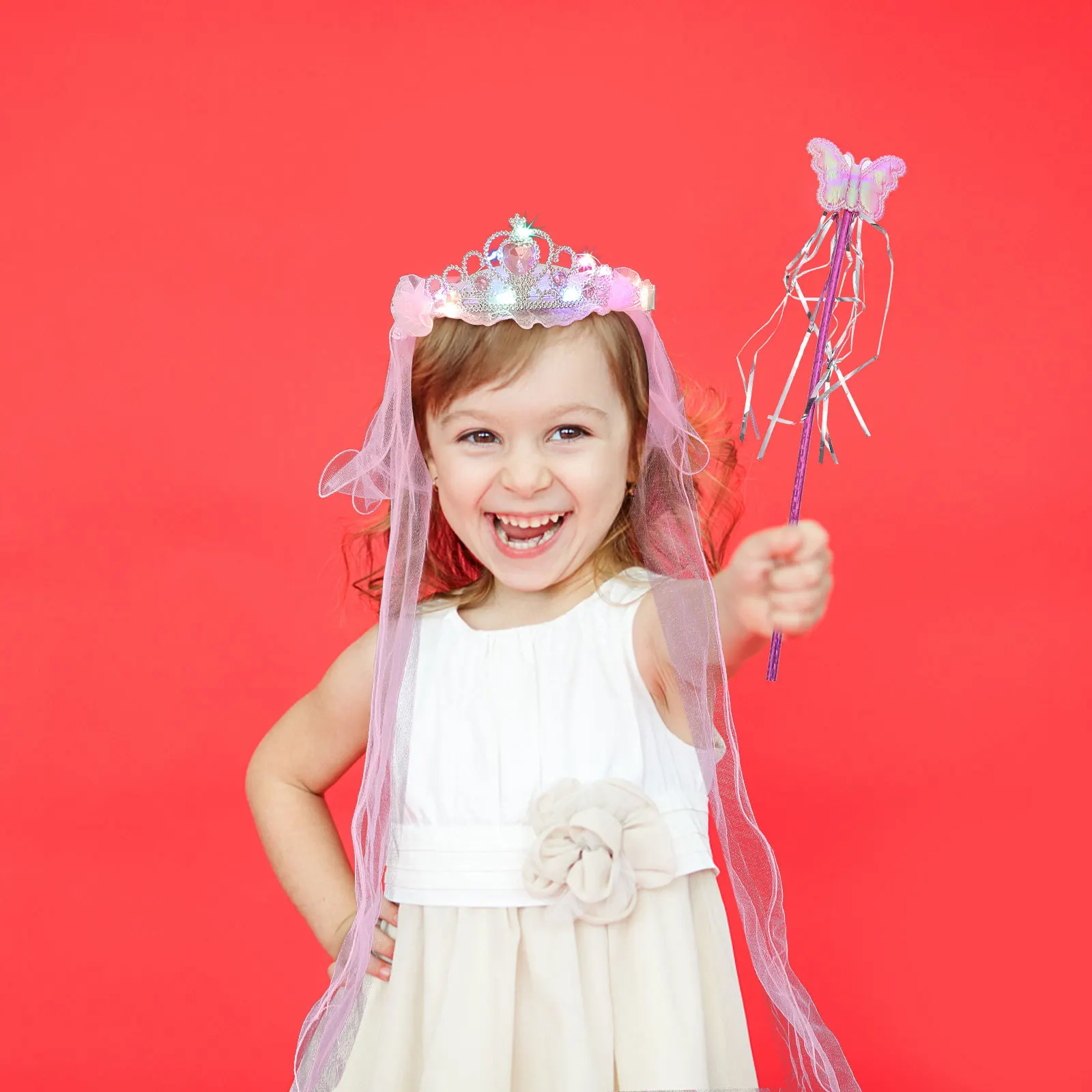 

1 set 1 Princess Dress Up Costume Set Fairy Stick Skirt Wings Party Costume Wings Set Carnival Performance Outfit For
