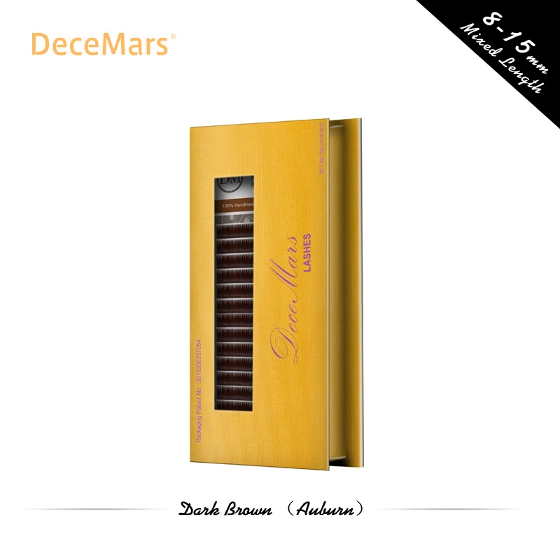 DeceMars Dark Brown JBCD Curl Eyelash Extension 8-15mm Mix Length Individual Auburn Lashes for Salon Professional Use make up
