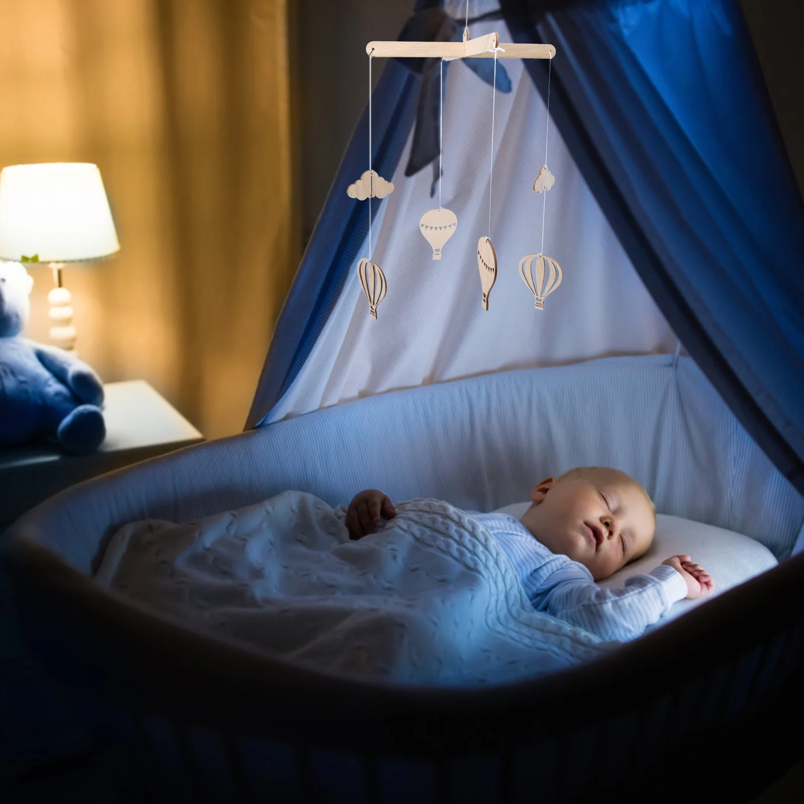 2 قطعة بالون ساخن الرياح الدقات خشبية غرفة الاطفال ديكور الحضانة صور منطاد الهواء الساخن الرياح الدقات الدعائم الوليد مهديء سرير