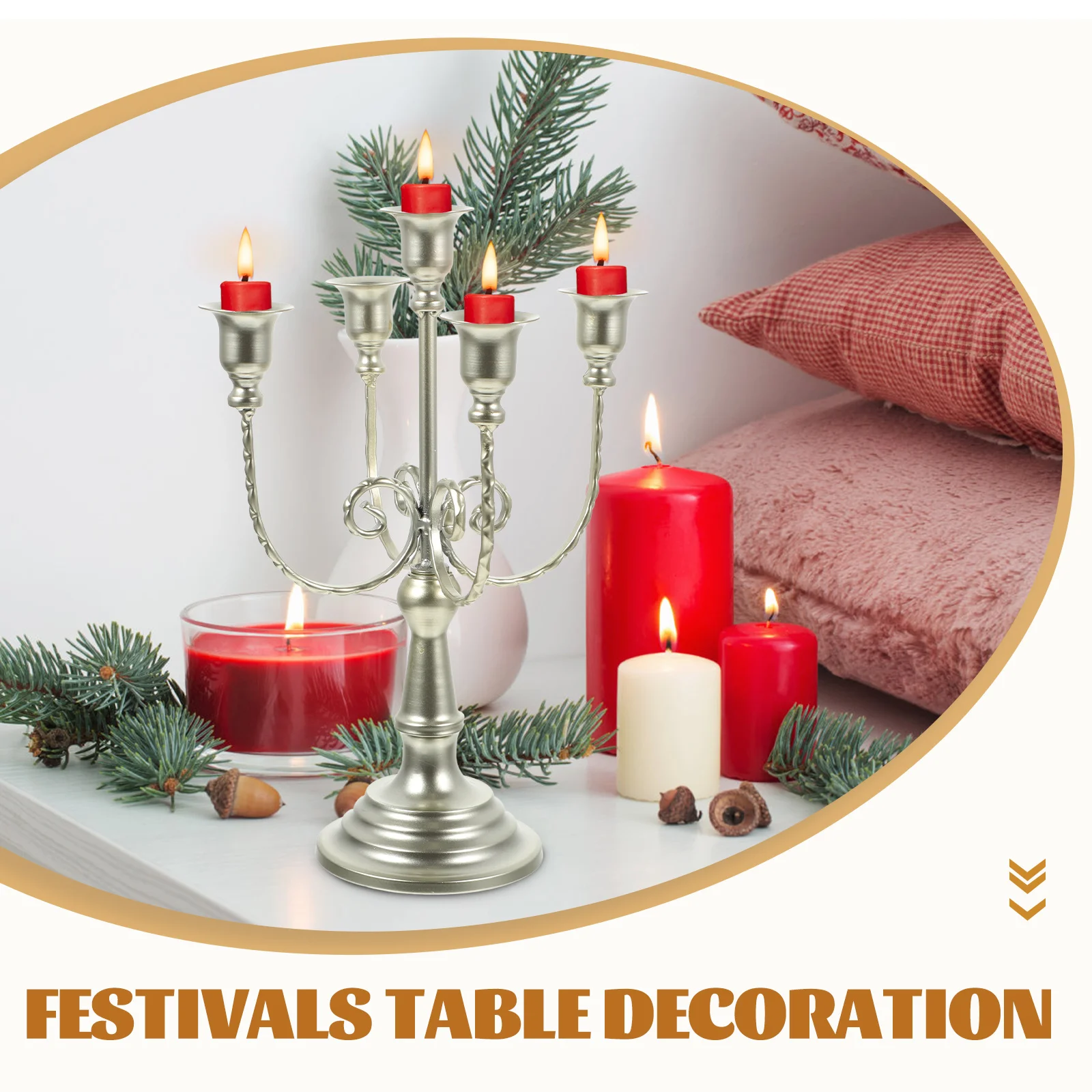 

European Style 5 Arm Iron Candelabra Metal Candlestick Vintage Desktop Adornment Romantic Lighting Home Decoration