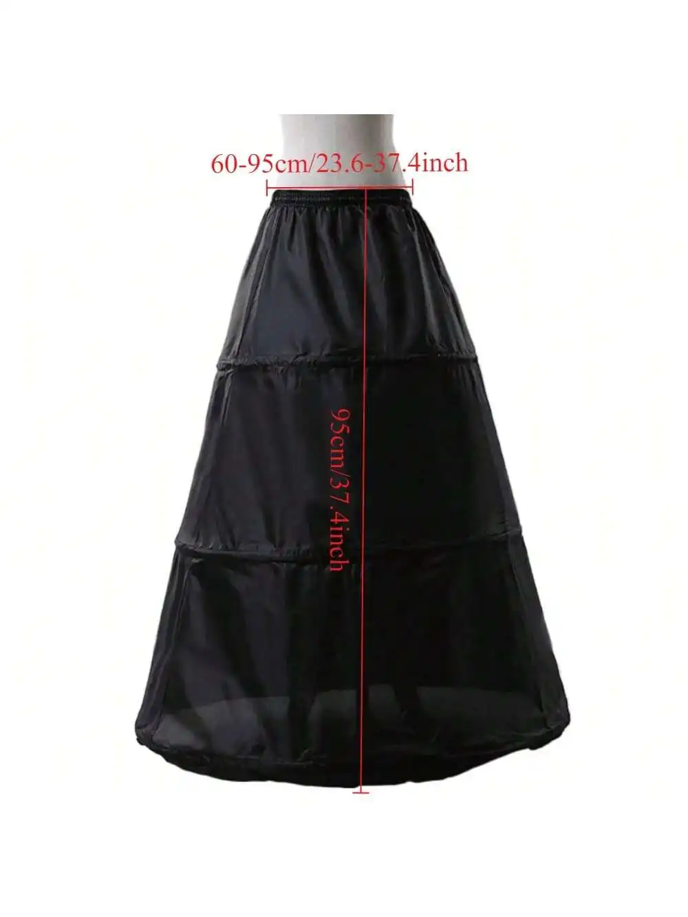 Schwarzer Hoop Langer Petticoat Krinoline Ballkleid Rock Unterrock Hochzeitsaccessoires – Detail 3