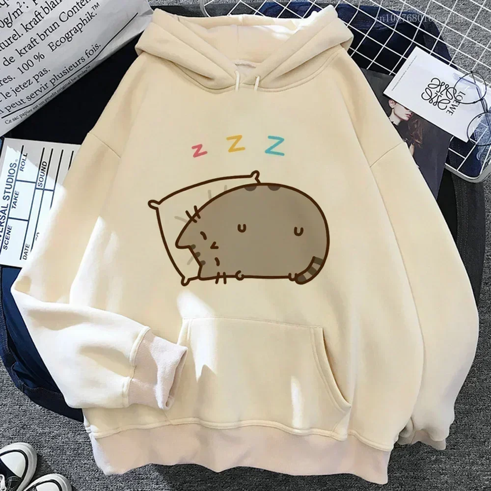 Pusheen Hoodies Women Gothic 90s Fleece Kawaii Hooded Shirt Women Kawaii Clothes Winter Clothes Women