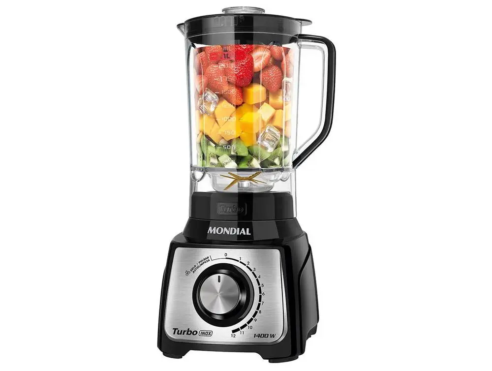 Liquidificador Mondial Turbo L-1400-LT 1400W 3L Preto e Inox 5477-01 - 110V