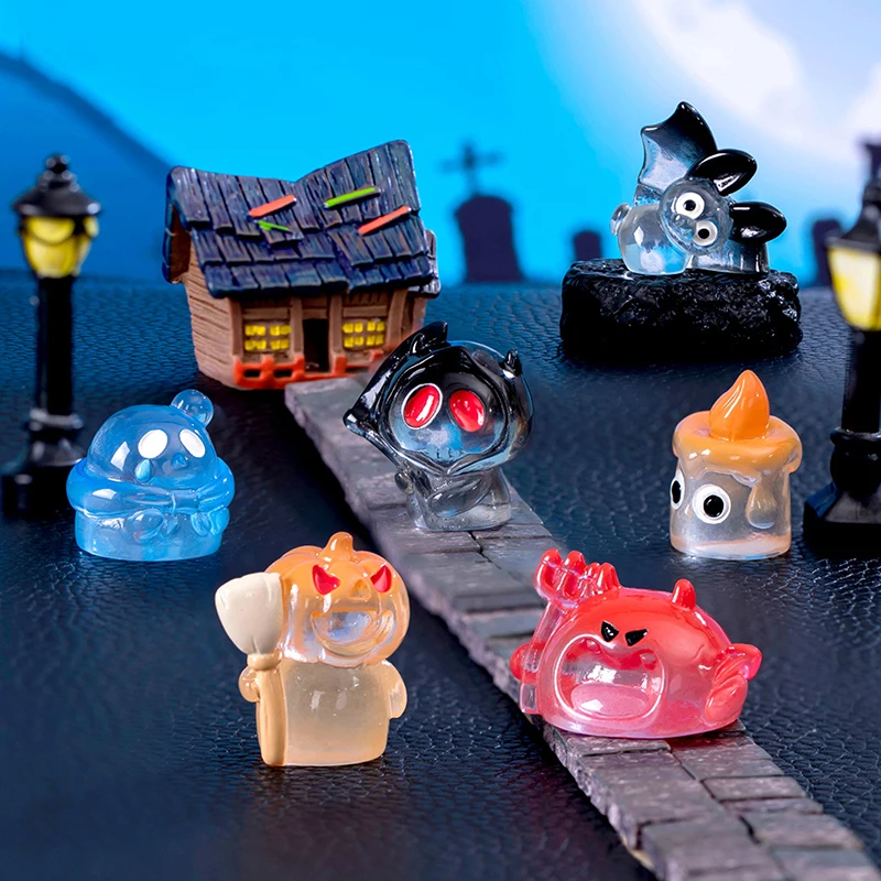 Mini adornos luminosos de Halloween, plantas suculentas de animales fluorescentes, decoración en maceta, accesorios de micropaisaje, 1 unidad