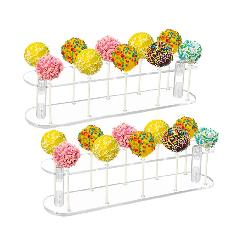 1 قطعة الاكريليك الشفاف حفلة مصاصة رف 20*6*5 سنتيمتر واضح الاكريليك كعكة حامل 10 ثقوب لحفلات الزفاف والحفلات تخزين أجزاء #3