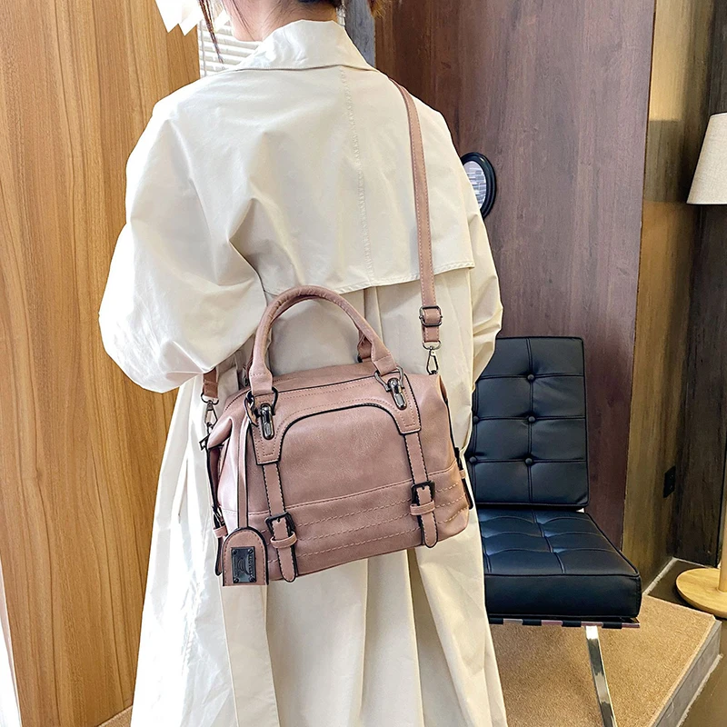 PU Leather Ladies Boston Shoulder Bags Luxury Women Tote Handbags High Quality Female Top Handle Messenger Crossbody Bags