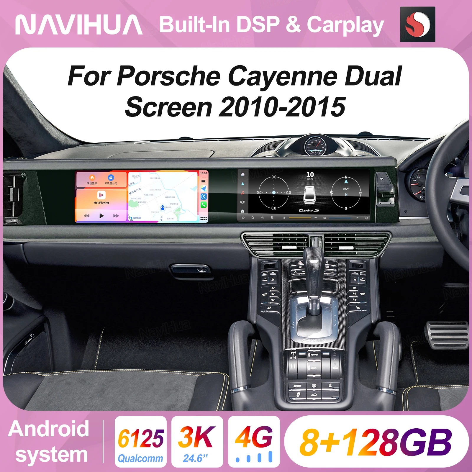 

Автомагнитола Android с двумя экранами для развлечений пассажиров, GPS-навигация, мультимедиа с поддержкой CarPlay для Porsche Cayenne 2010-2015 (праворульные модели)