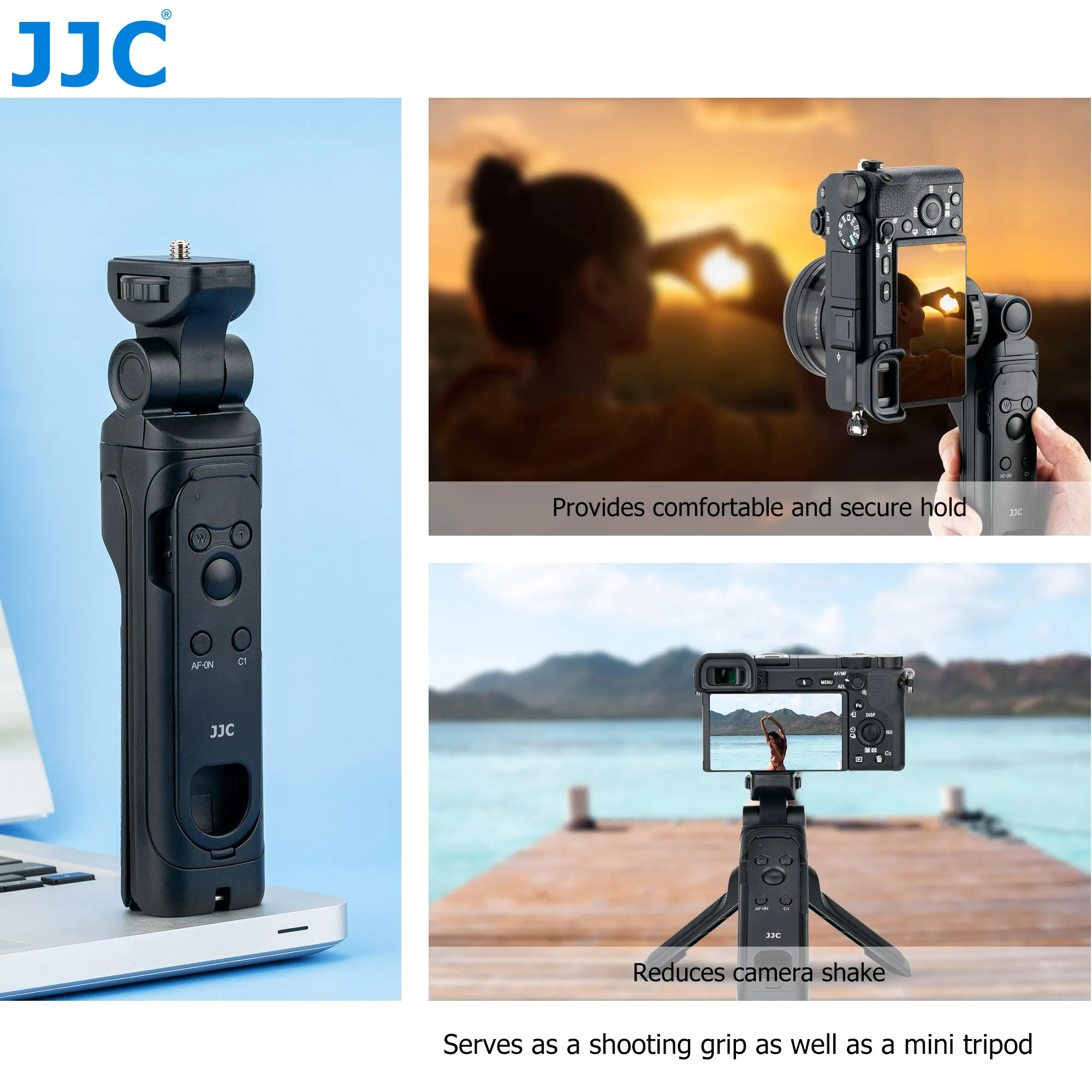 JJC Wireless Remote Shooting Grip Tripod Selfie for Sony A7M4 A7 IV A7M3 A7C A1 A6000 ZV1 ZVE10 Replaces Sony GP-VPT2BT RMT-P1BT