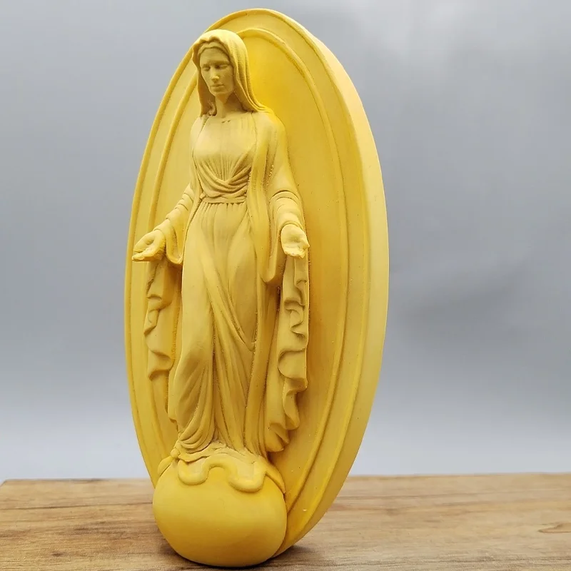 Hand-Carved Boxwood Mary Statue, Ideal for Home Embellishment, A Versatile Decorative Piece, Suitable for Wall Hanging