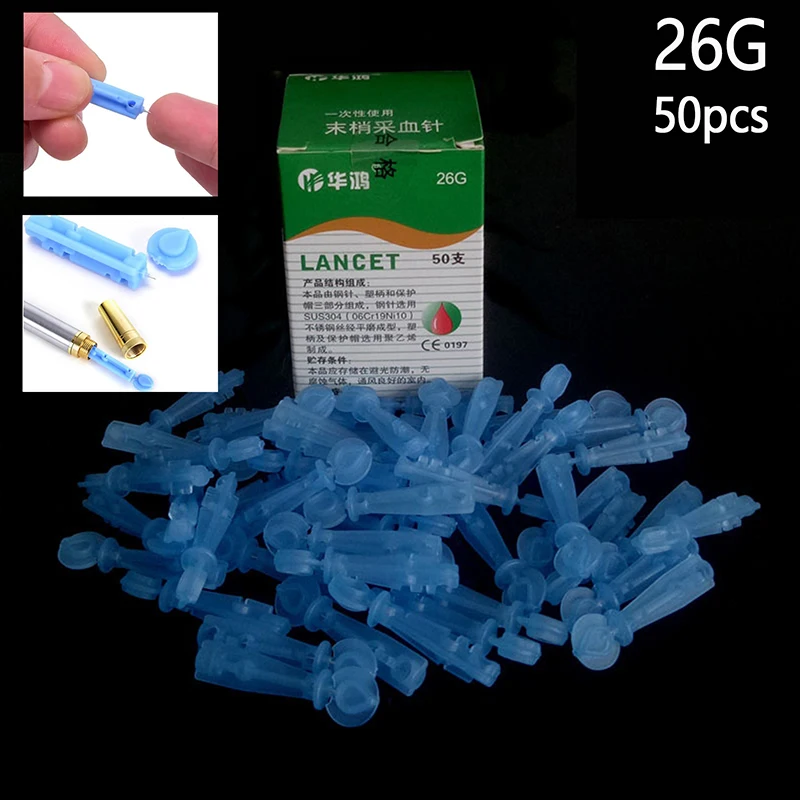 50Pcs 26g Disposable Soft Blood Glucose Medical Collecting Lancet Needles Diabetes Testing