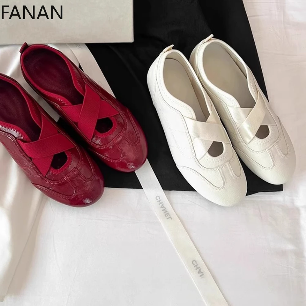 

5cm Height Increasing Mary Jane Shoes New Summer Cross Elastic Band Sneakers Ballet White Women's Shoes Japanese